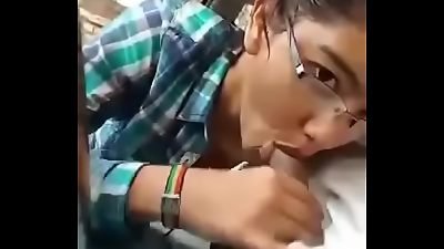 Indian Tamil college girl providing oral pleasure to her tutor